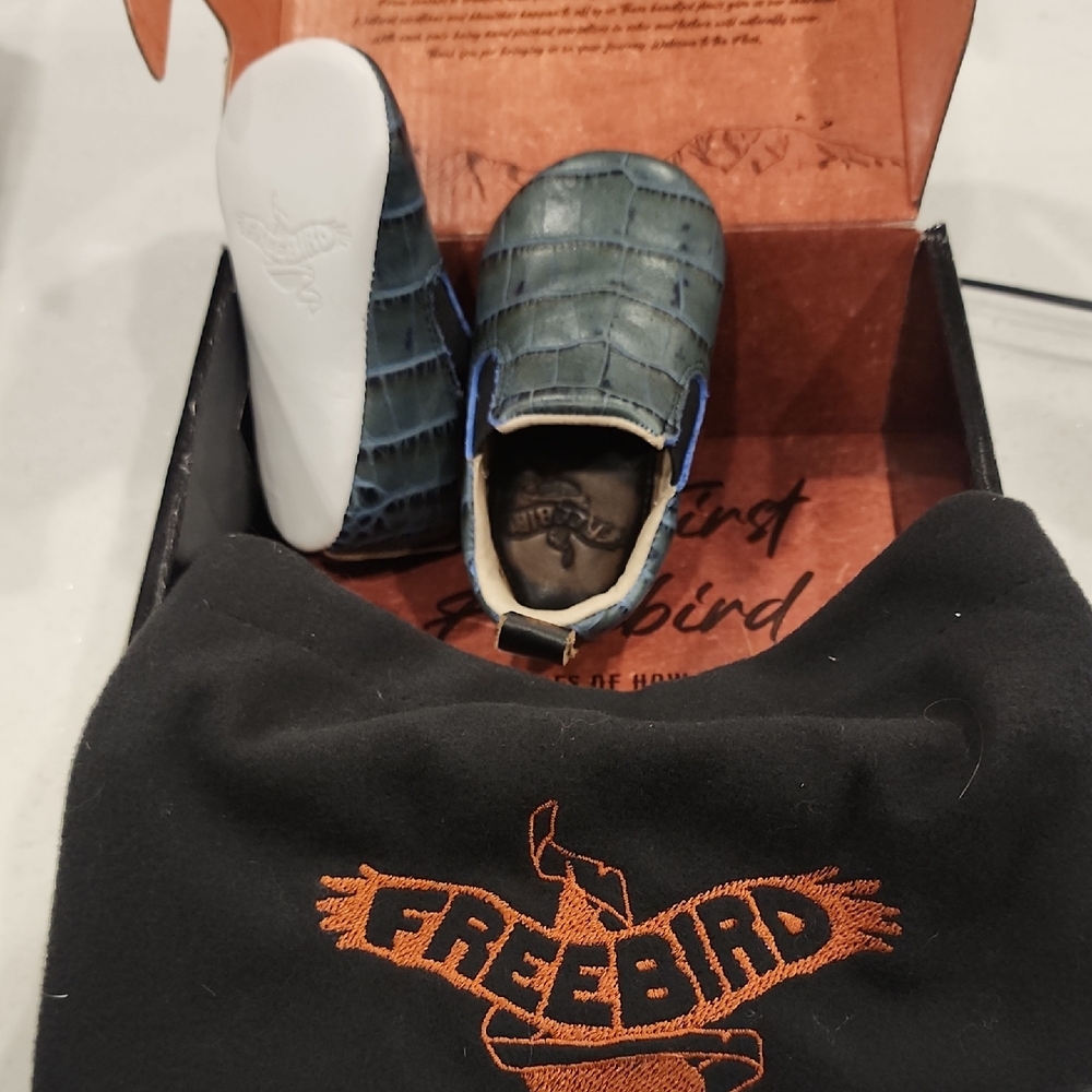 Freebird Teal Leather Slip-Ons